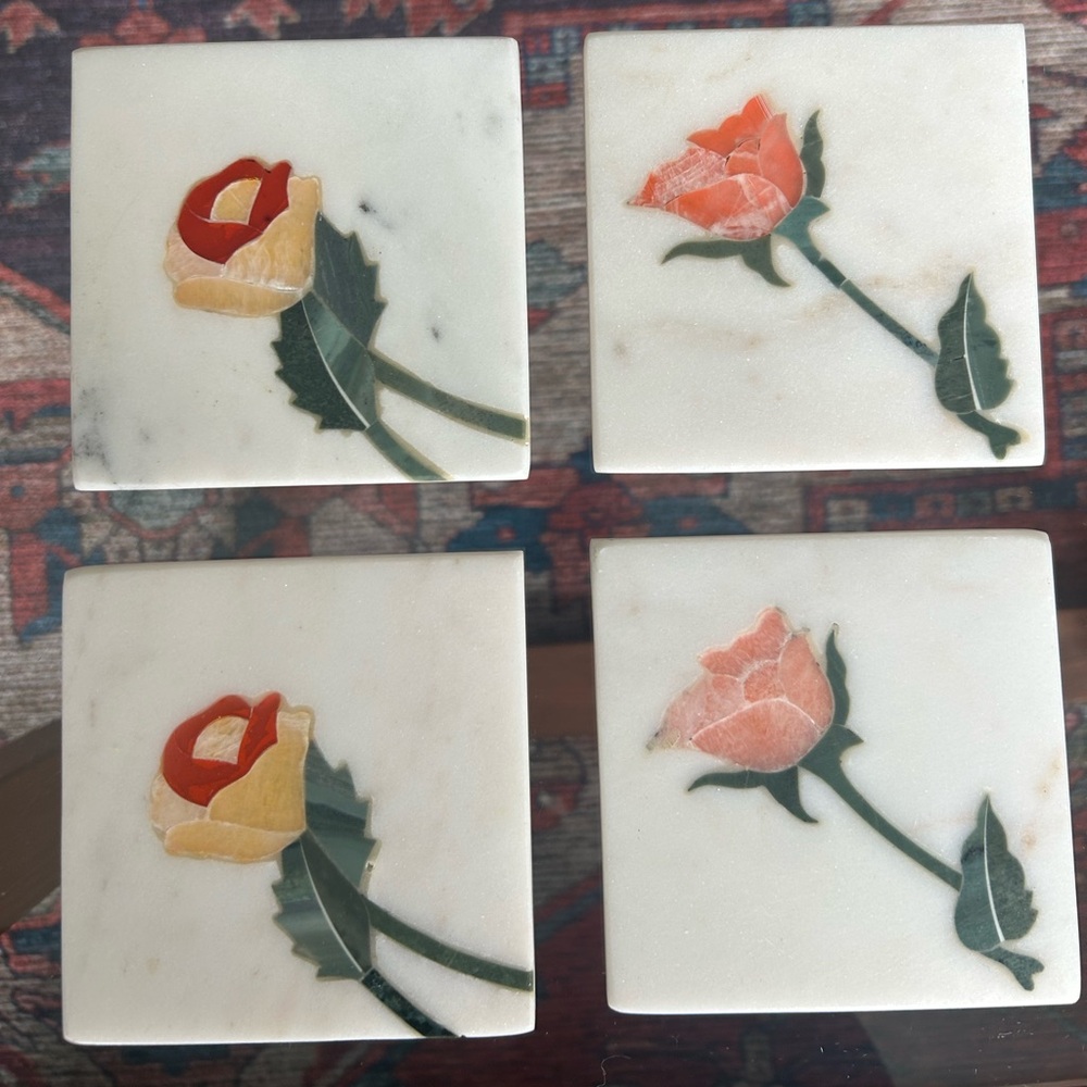 Anthropologie Floral Betsey Coaster (Set of 4) Great Condition